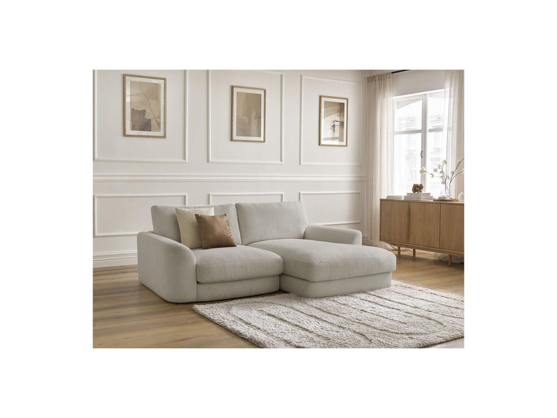 Canapé D'Angle Fixe - Leonore - Tissu Bouclette - Angle Droit