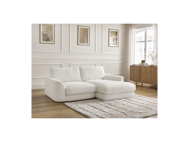 Canapé D'Angle Fixe - Leonore - Tissu Bouclette - Angle Droit
