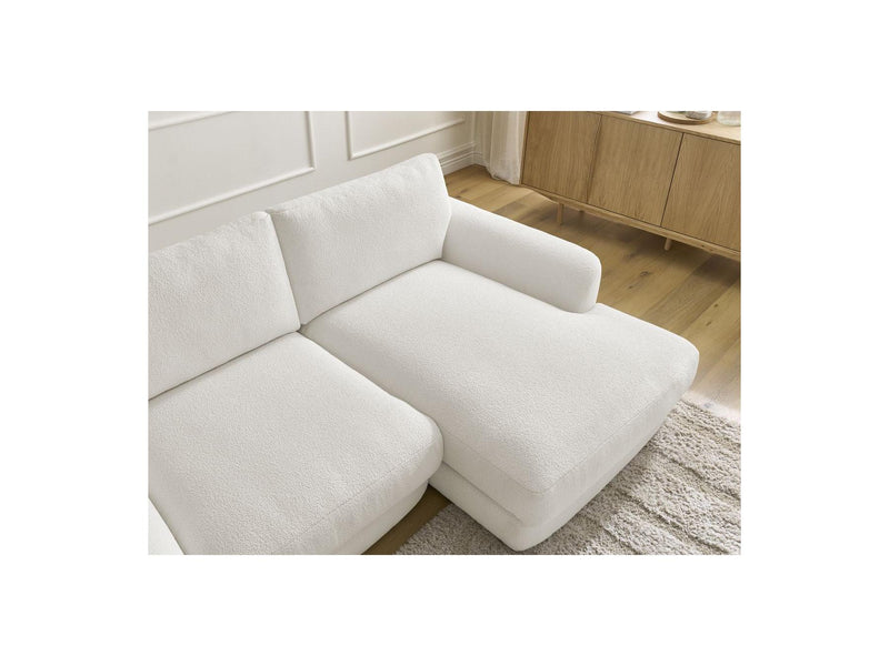 Canapé D'Angle Fixe - Leonore - Tissu Bouclette - Angle Droit