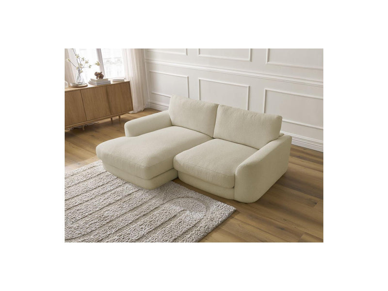 Canapé D'Angle Fixe - Leonore - Tissu Bouclette - Angle Gauche