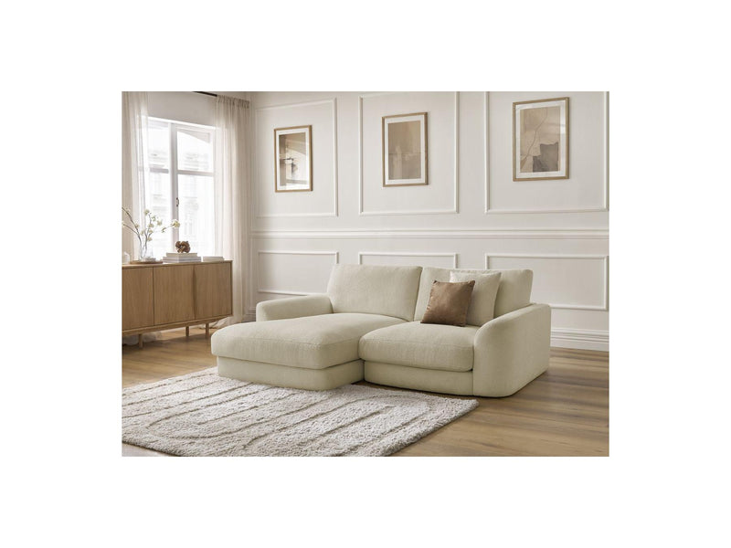 Canapé D'Angle Fixe - Leonore - Tissu Bouclette - Angle Gauche