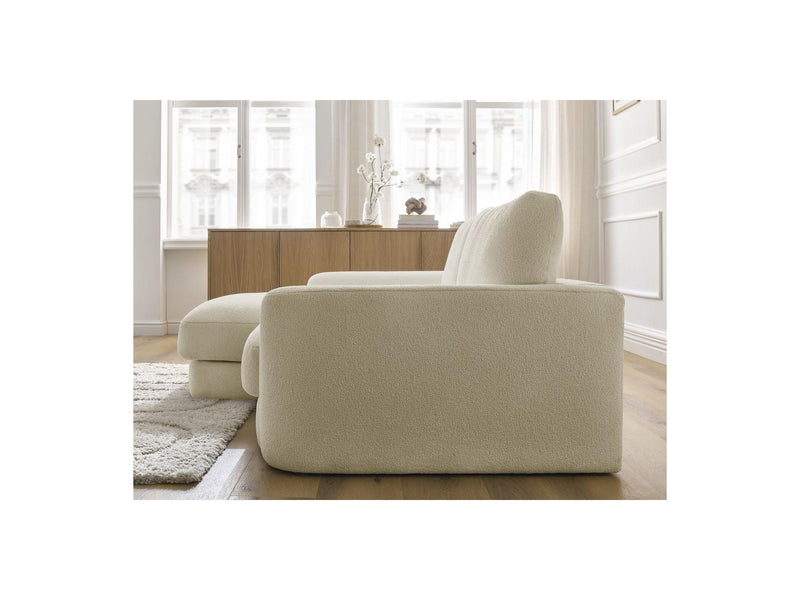 Canapé D'Angle Fixe - Leonore - Tissu Bouclette - Angle Gauche