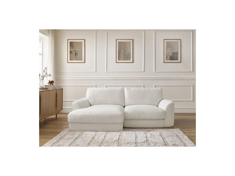 Canapé D'Angle Fixe - Leonore - Tissu Bouclette - Angle Gauche