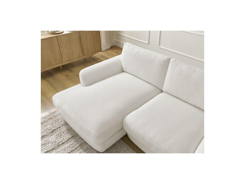 Canapé D'Angle Fixe - Leonore - Tissu Bouclette - Angle Gauche