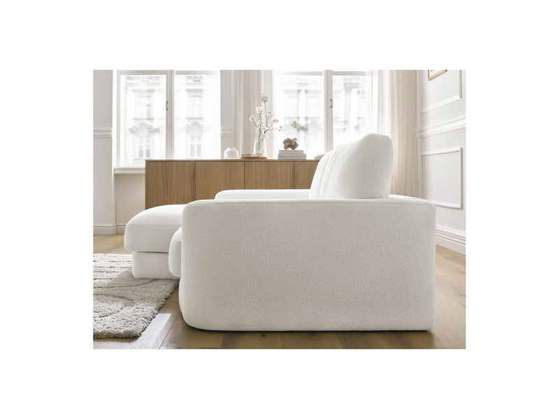 Canapé D'Angle Fixe - Leonore - Tissu Bouclette - Angle Gauche