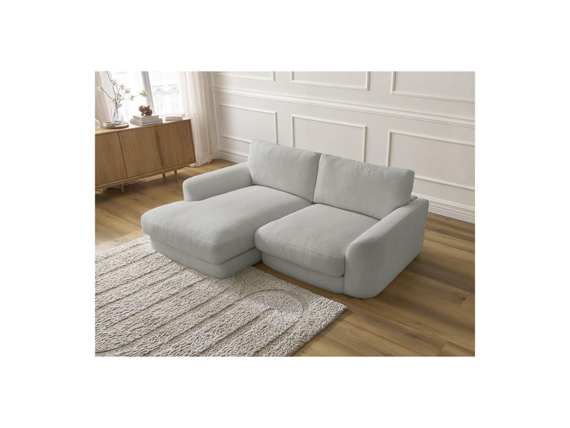 Canapé D'Angle Fixe - Leonore - Tissu Bouclette - Angle Gauche