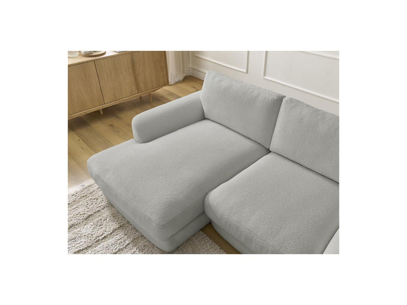 Canapé D'Angle Fixe - Leonore - Tissu Bouclette - Angle Gauche