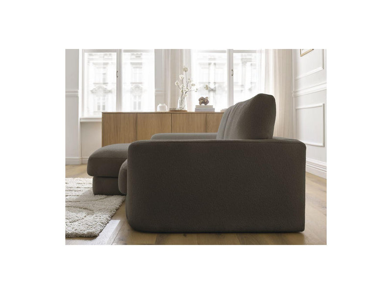 Canapé D'Angle Fixe - Leonore - Tissu Bouclette - Angle Gauche