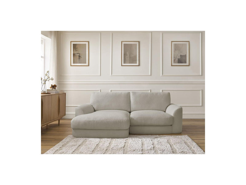 Canapé D'Angle Fixe - Leonore - Tissu Bouclette - Angle Gauche