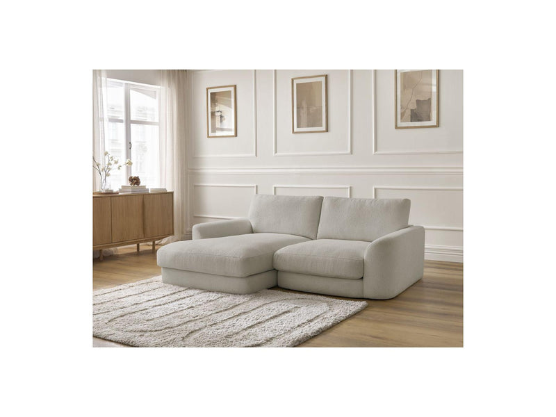 Canapé D'Angle Fixe - Leonore - Tissu Bouclette - Angle Gauche