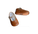 Chaussons Bébé Souples Antidérapants Fille À Boucle Mini-Alice - Cuir Camel Et Paillettes Multicolores - Fille