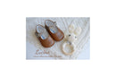 Chaussons Bébé Souples Antidérapants Fille À Boucle Mini-Alice - Cuir Camel Et Paillettes Multicolores - Fille