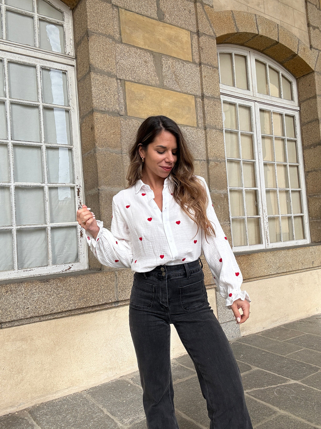 Victoire heart blouse in cotton gauze