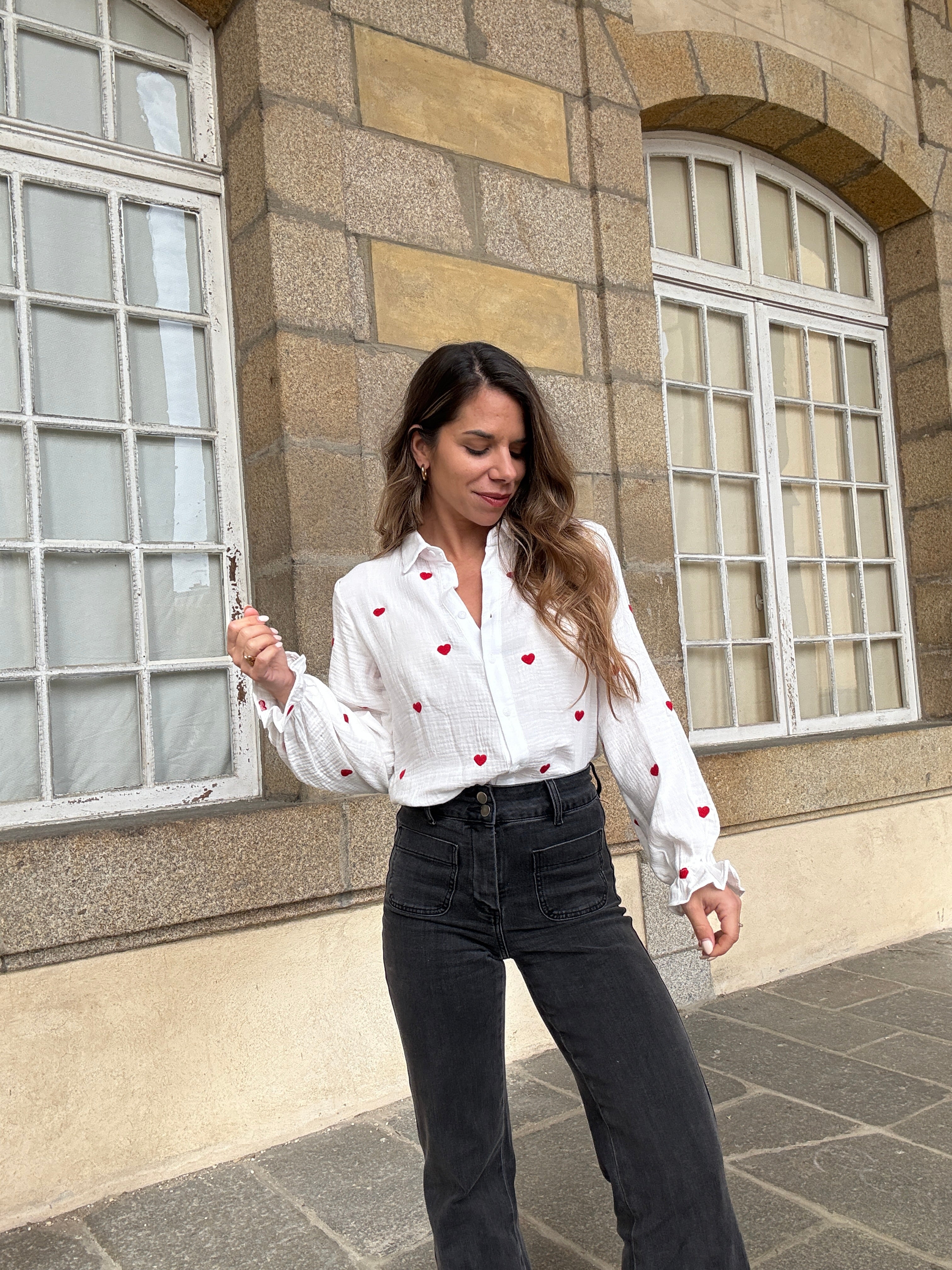 Victoire heart blouse in cotton gauze
