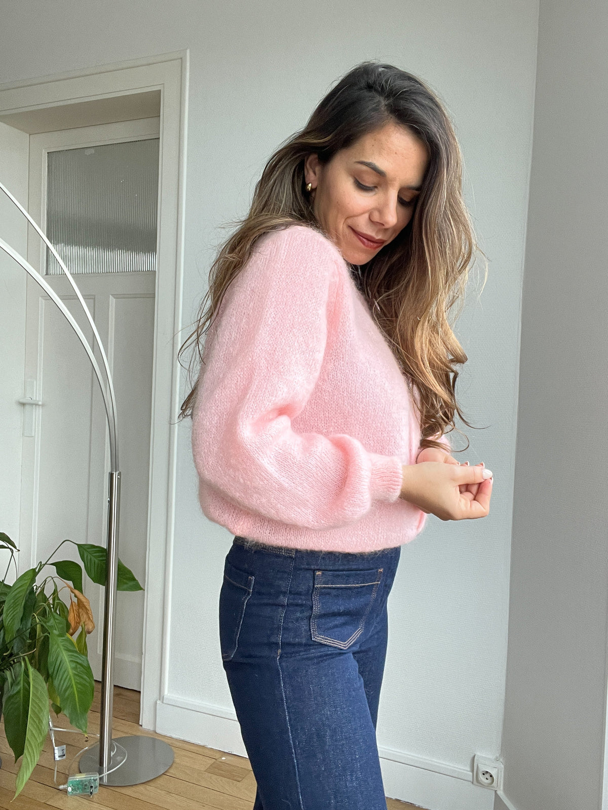 Jersey de punto de lana Bianca rosa
