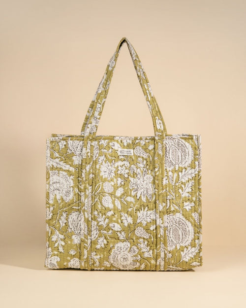 Sac Cabas Réversible Deepa - Light Kaki Floral
