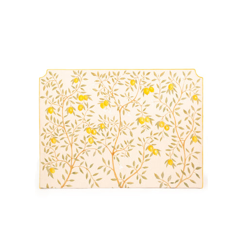 Tête De Lit - Arcade - Peinte À La Main - Citrons Et Oiseaux (190 X H 140 Cm)