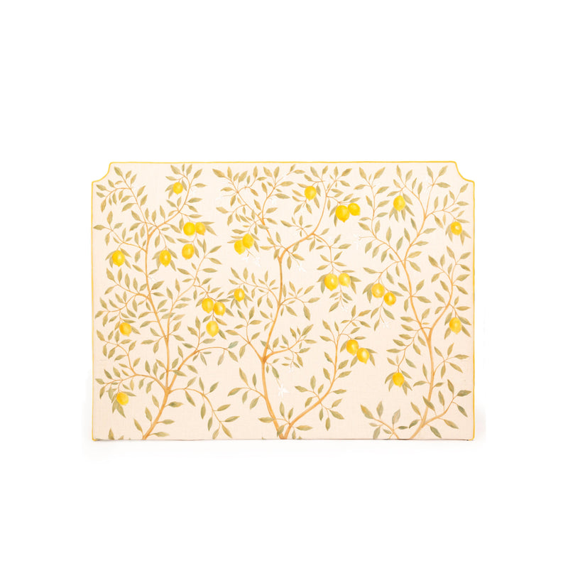 Tête De Lit - Arcade - Peinte À La Main - Citrons Et Oiseaux (190 X H 140 Cm)