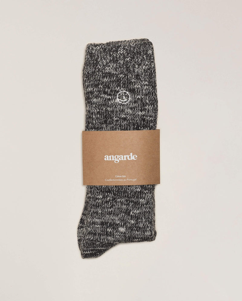 chaussette homme chinée gris foncé Angarde packshot cavalier