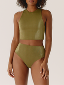 Culotte Haute Shiny Kaki