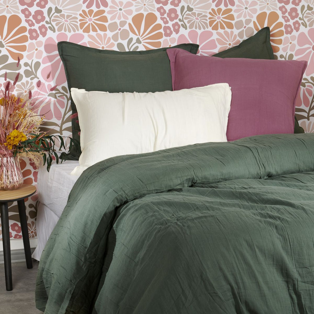 Gaze De Coton - Housse Couette - Vert Sapin