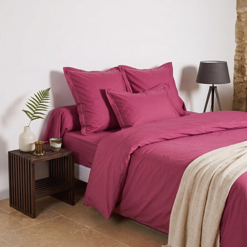 Uni Percale - Drap Housse - Framboise