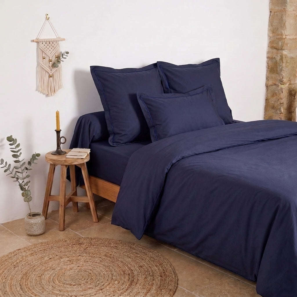 Uni Percale - Drap Housse - Marine