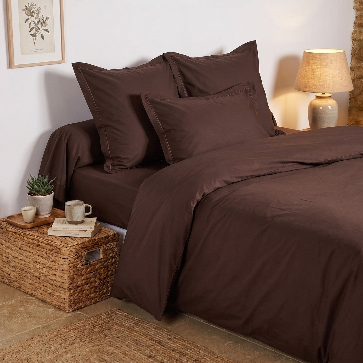 Uni Percale - Drap Housse - Marron