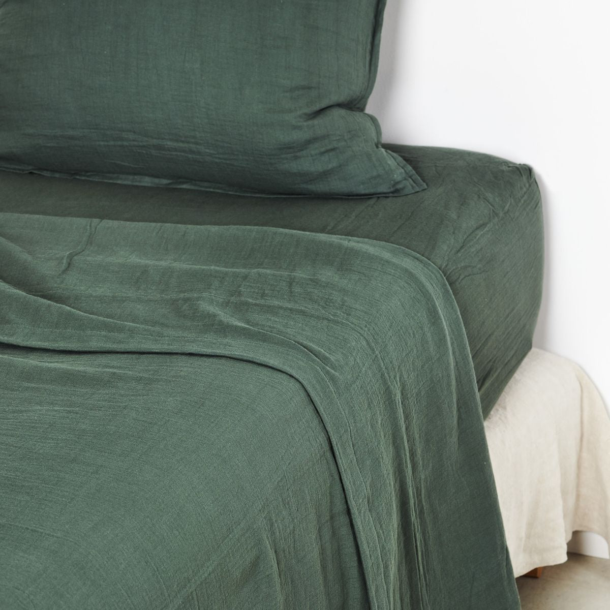 Gaze De Coton - Drap - Vert Sapin