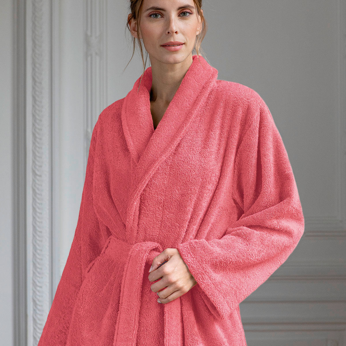 Bathrobe - Plain Terry - Coral