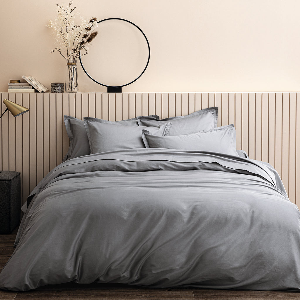 Plain Satin - Fitted Sheet - Gray