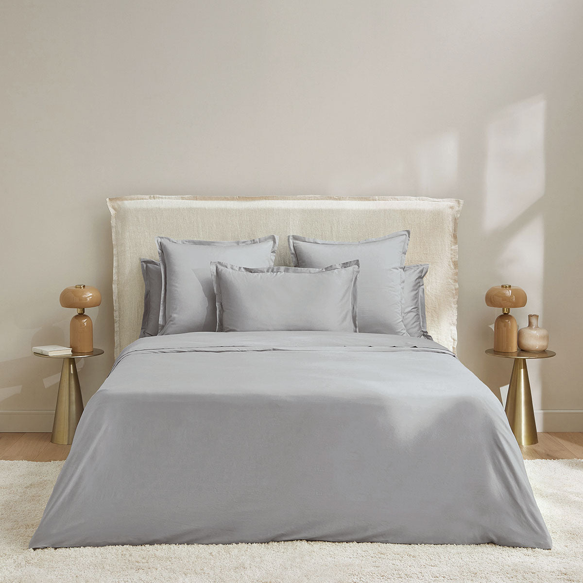 Plain Satin - Flat Sheet - Gray