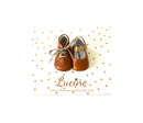 Chaussons Bébé Souples Antidérapants Fille À Boucle Mini-Alice - Cuir Camel Et Paillettes Or - Fille