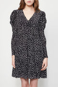 Short Long Sleeve Dress - Navy / White - Women