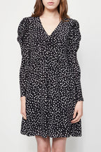 Short Long Sleeve Dress - Navy / White - Women