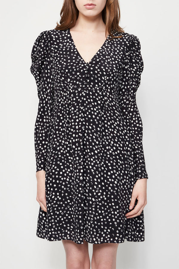 Short Long Sleeve Dress - Navy / White - Women