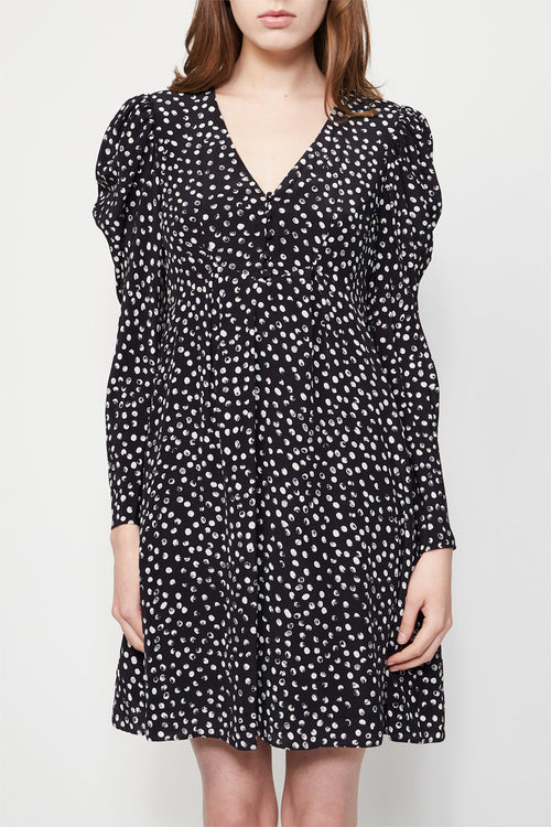 Robe Courte Manches Longues - Marine / Blanc - Femme