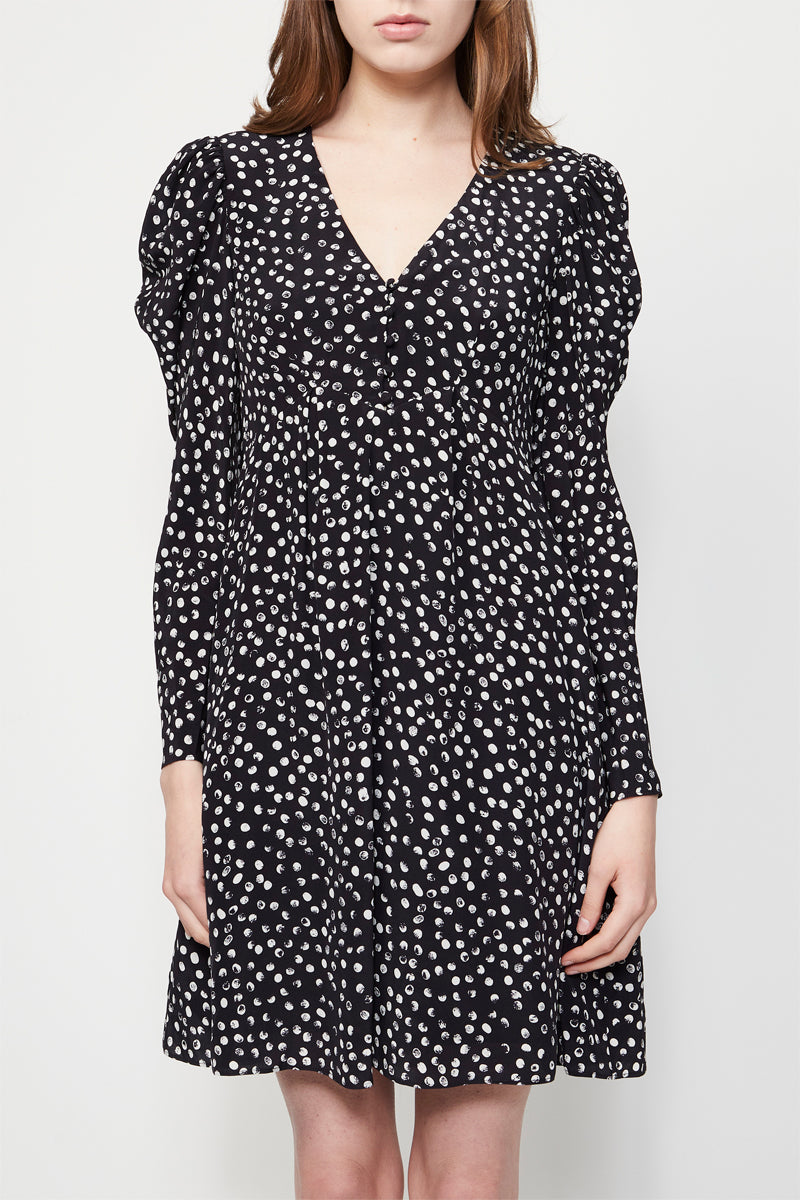 Robe Courte Manches Longues - Marine / Blanc - Femme