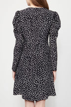 Short Long Sleeve Dress - Navy / White - Women
