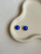 Vintage Earrings - Blue Glass Paste Cabochons