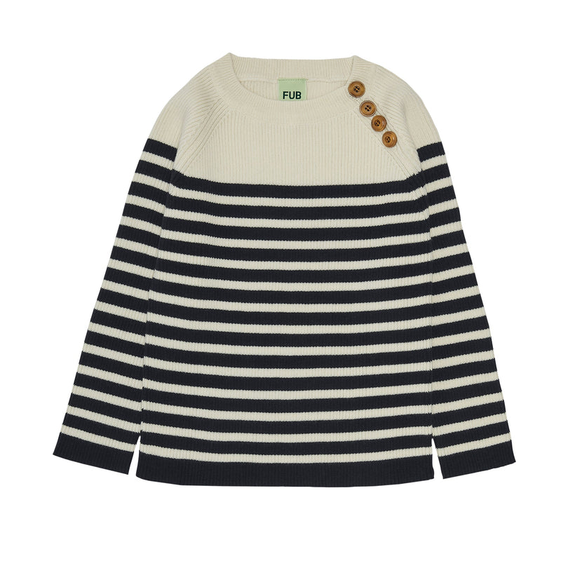 Jersey de algodón orgánico azul marino oscuro/crudo marca GOTS - Selección FUB en amaetc.com, concept store ecológico para niños