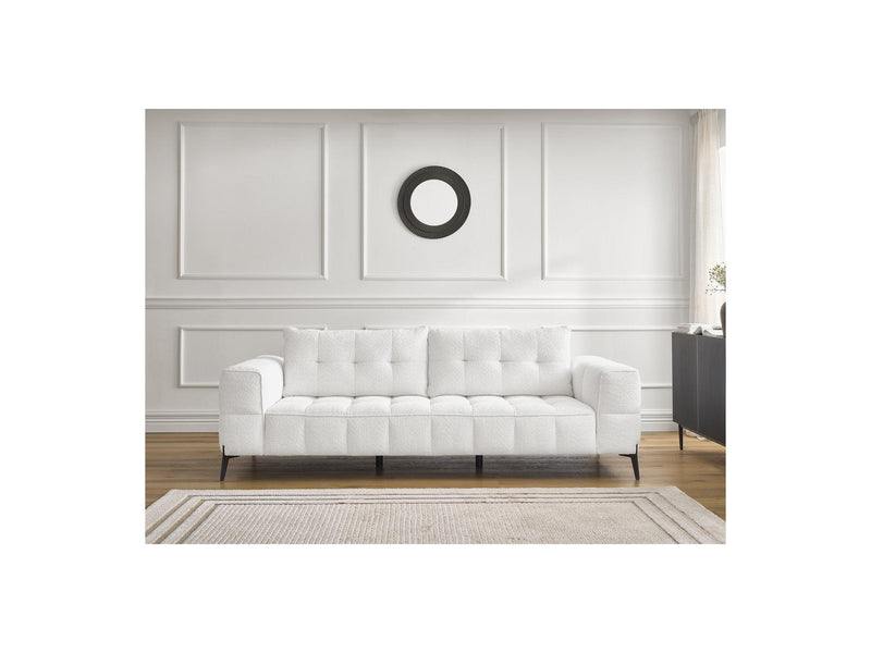 Canapé Droit Fixe 3 Places - Anis - Tissu Bouclette