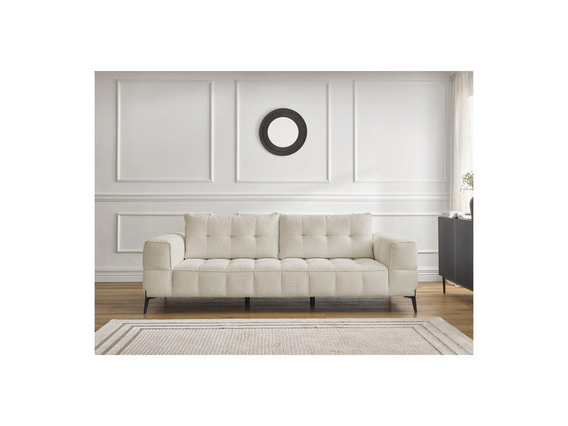 Canapé Droit Fixe 3 Places - Anis - Tissu Bouclette