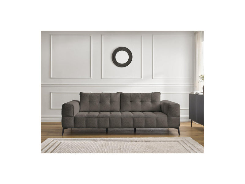 Canapé Droit Fixe 3 Places - Anis - Tissu Bouclette