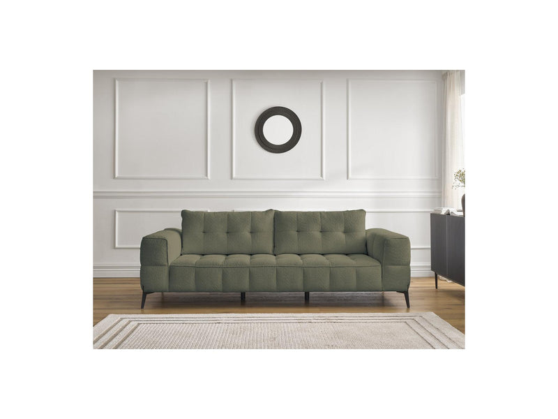 Canapé Droit Fixe 3 Places - Anis - Tissu Bouclette