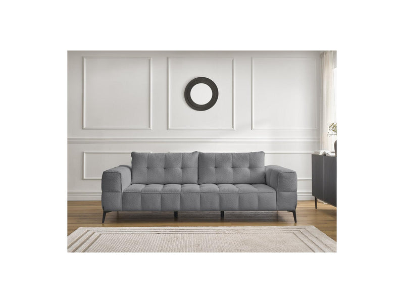 Canapé Droit Fixe 3 Places - Anis - Tissu Bouclette