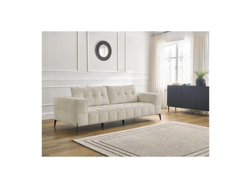 Canapé Droit Fixe 3 Places - Anis - Tissu Bouclette