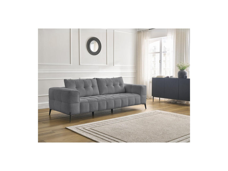 Canapé Droit Fixe 3 Places - Anis - Tissu Bouclette