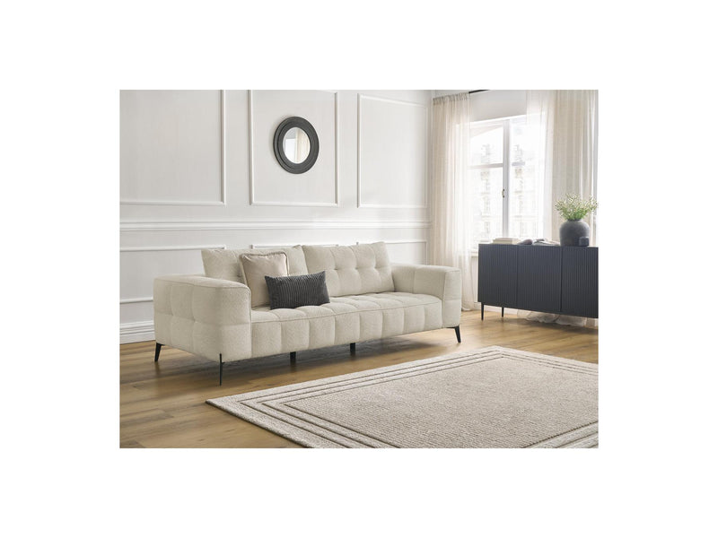 Canapé Droit Fixe 3 Places - Anis - Tissu Bouclette