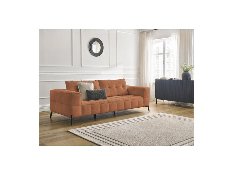 Canapé Droit Fixe 3 Places - Anis - Tissu Bouclette